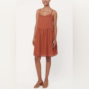 Loft Strappy Swing Polka Dot Sleeveless Dress Burnt Orange(L)